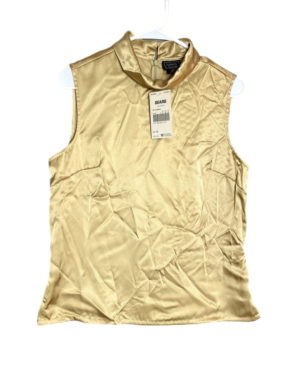NWT Laura Scott Sleeveless Satin Blouse Size 12